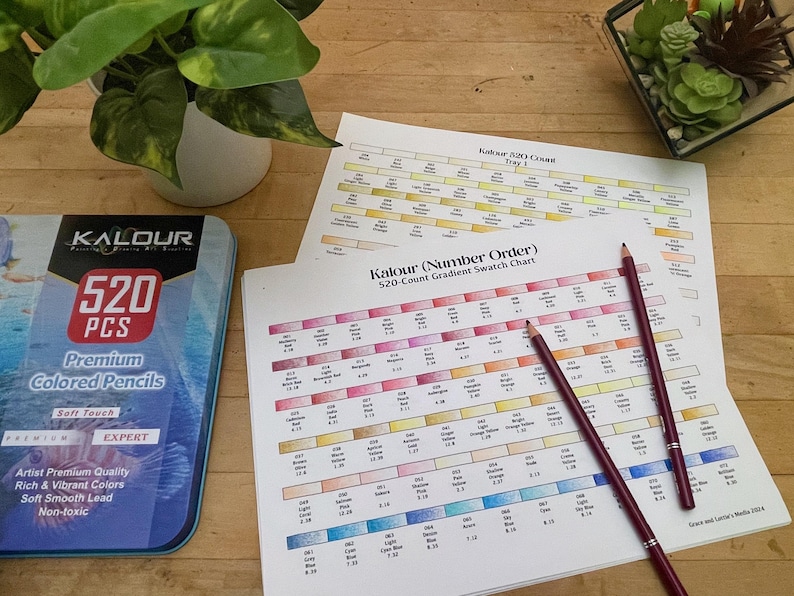 Kalour 520 Colored Pencils Gradient Swatch Chart (PDF Pattern) - Etsy
