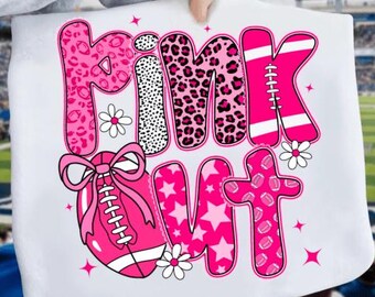 Pink Out Football PNG: Brustkrebsbewusstsein, Girly Game Day (Digitaler Download