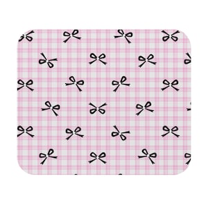 Chic Pink Bow Mouse Pad, Cute Desk Accessory, Office Gift, Computer Accessories, Adorable Home Office Decor