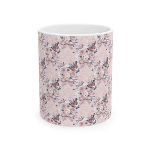 Pink Floral Ceramic Mug: Gift for Coffee & Tea Lovers