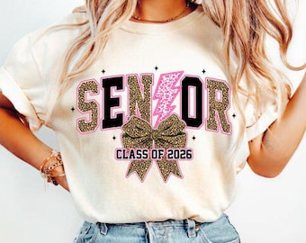 Senior 2026 Leopard Lightning Bolt PNG: Graduation Shirt Design (Digital Download