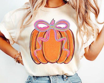 Coquette Pumpkin PNG: Pink Bow, Coquette Fall Design (Digital Download)