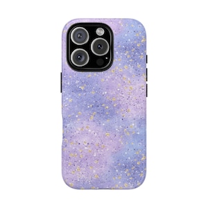 Glittery Purple Phone Case: 3D Wrap, Impact Resistant, Wireless Charge