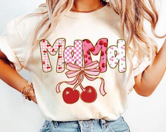 Cherry Mama PNG: Preppy Bow Shirt Design (Digital Download)
