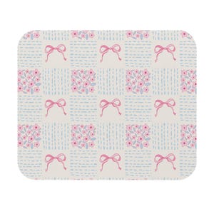 Floral Mouse Pad with Bow: Charming Desk Decor for Her