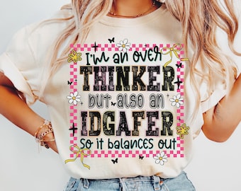 Sarcastic Mental Health PNG: Retro Floral Overthinker Design (Digital Download