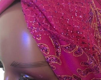Turbante de moda bordado, sombrero de mujer preanudado