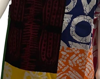 Vestido caftán Adire Ankara para niñas, 100% algodón patchwork, 96,5 cm de largo