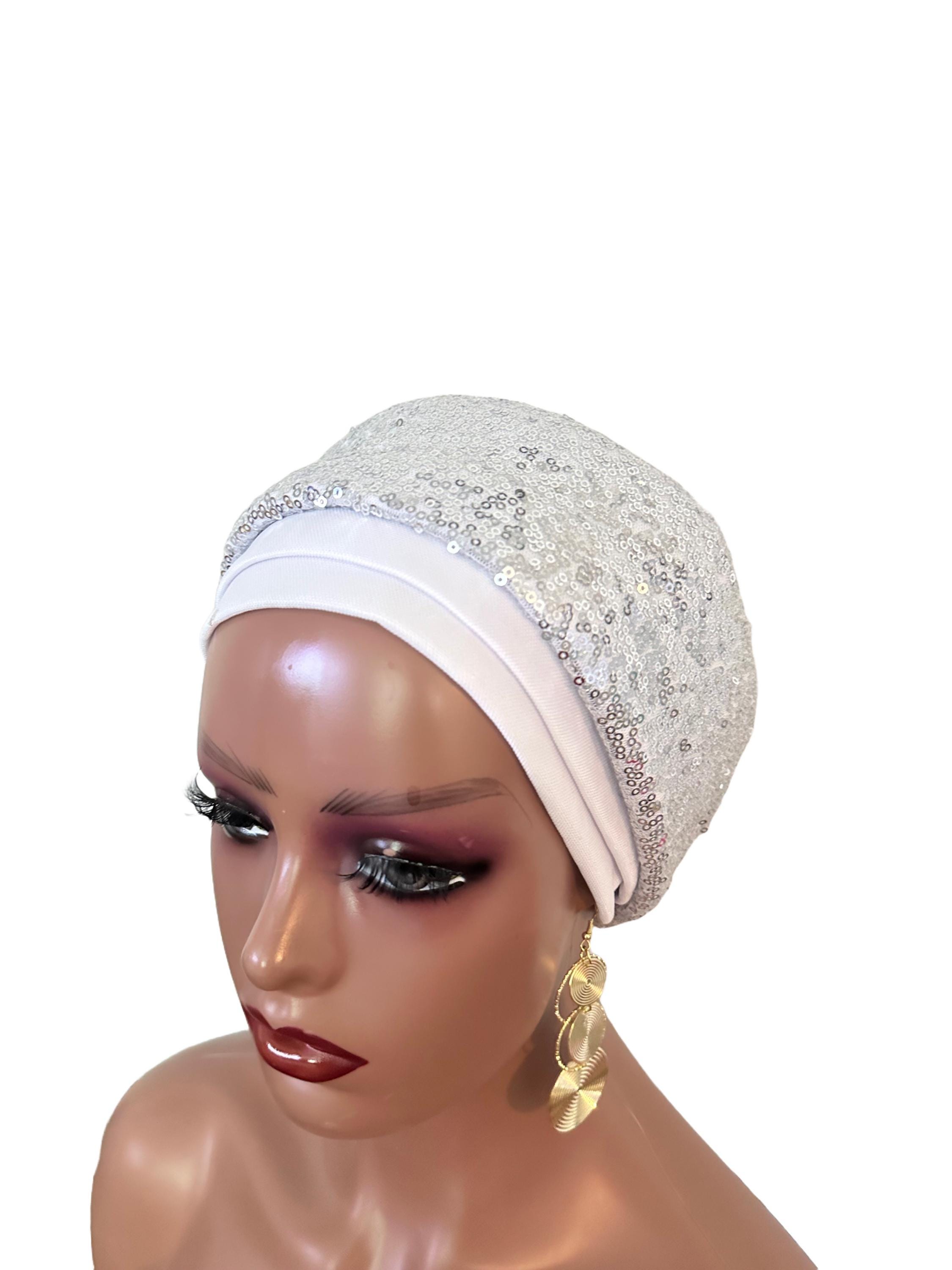 White Sequin Turban - Etsy