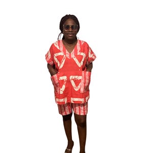 African Print Short Set: 100% Cotton Summer Outfit (US Size 6-8)