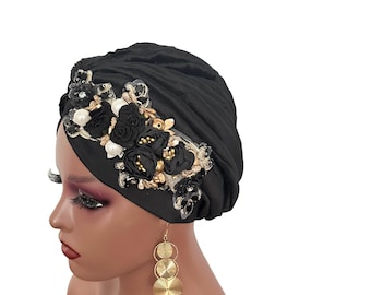 Women turban, embroidered turban, fashion turban, chemo hat, alopecia hat, easy pull on cap, Muslim women turban, gift for her, pre tied cap