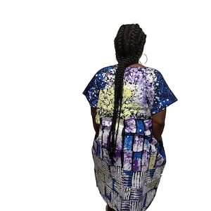 Multicolored Cotton Adire Dress: African Asooke Casual Dress