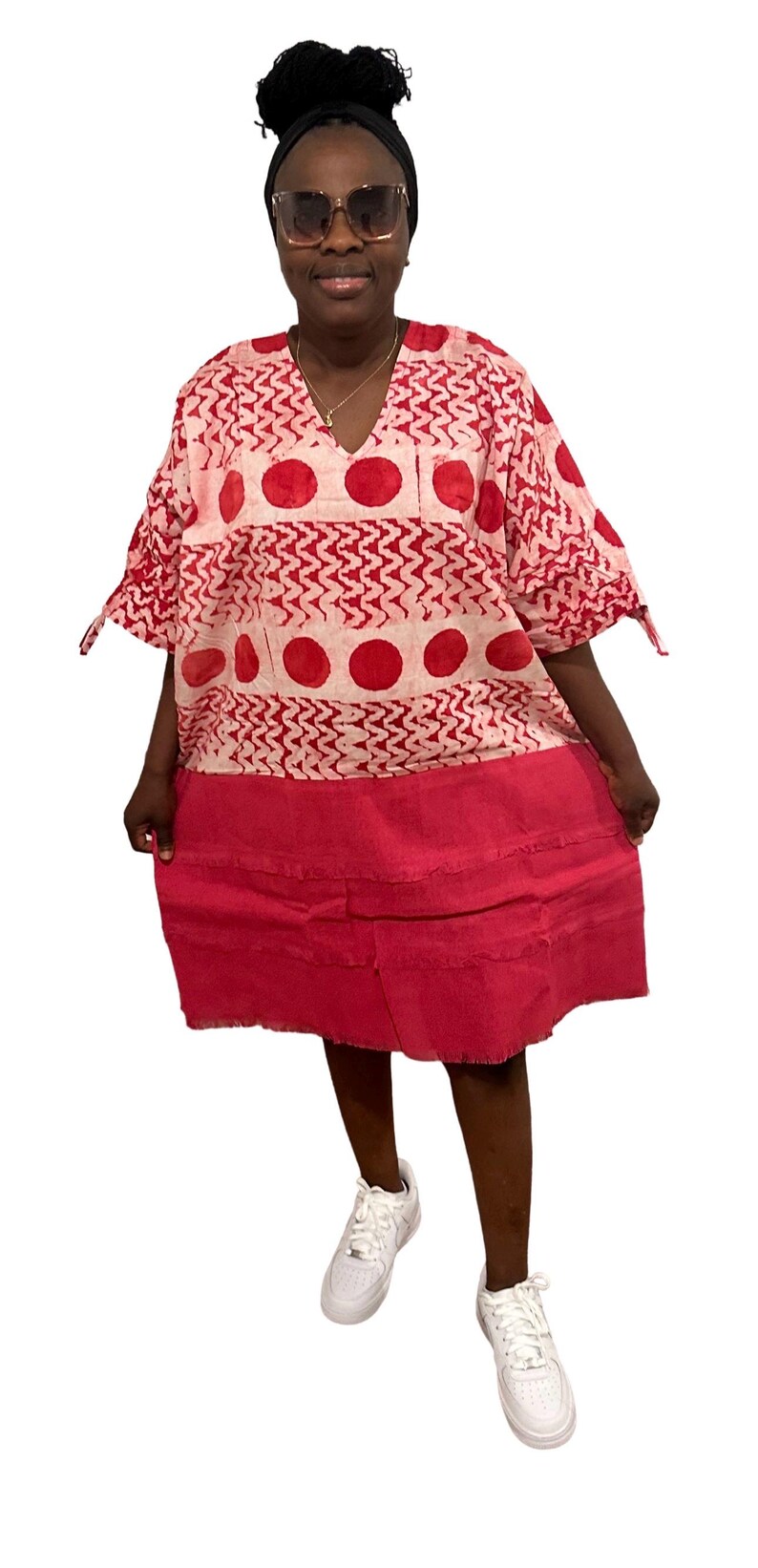 Adire Asooke Mix Short Boubou Dress: Tie Dye Cotton Fringe Dress - Etsy