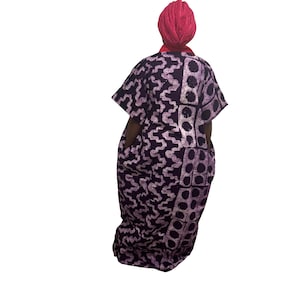 Adire Maxi Dress: African Cotton Kaftan, One Size, 60 Inches