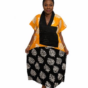 African Adire midiklänning: Tie-Dye Cotton Kaftan, nigeriansk Bubu Style
