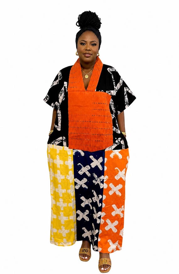 Ankara Adire Bubu: Ankara Boubou Dress, One Size, Ready to Wear