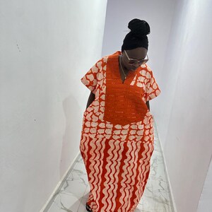 African Adire Maxi Dress, African Dress, Cotton Adire Dress, One Size Kaftan, Gift for Women, African Women Dress, Nigerian Bubu Dress.
