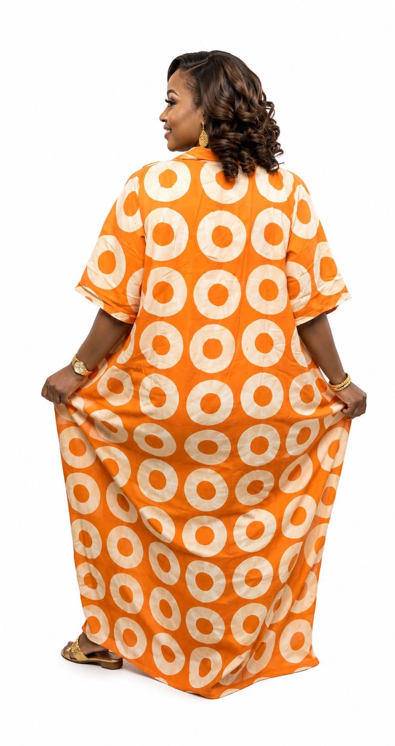African Adire Boubou Kaftan: Ghana Batik Tie-Dye Maxi Dress image 4