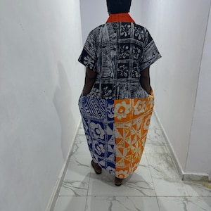 Adire Midi Dress, Nigerian Bubu, African kaftan, One Size Dress, African Women Dress, Gift for Women, 100 percent Cotton, Tie and Dye Dress.