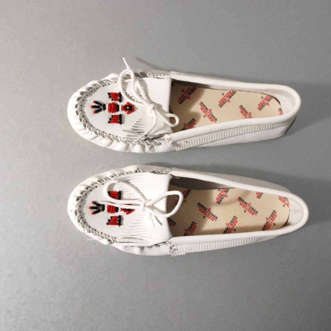 SALE White Leather Moccasins Size 11 Etsy