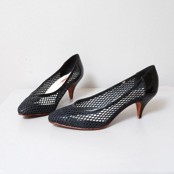 black mesh stilettos