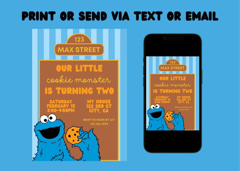 Cookie Monster Birthday Invitation - Etsy