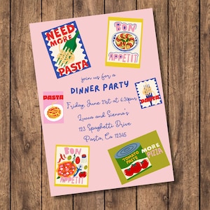 MADE-to-Order Digital Invitation | Retro Italian theme Dinner Party