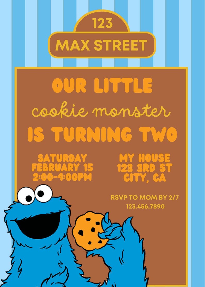 Cookie Monster Birthday Invitation - Etsy