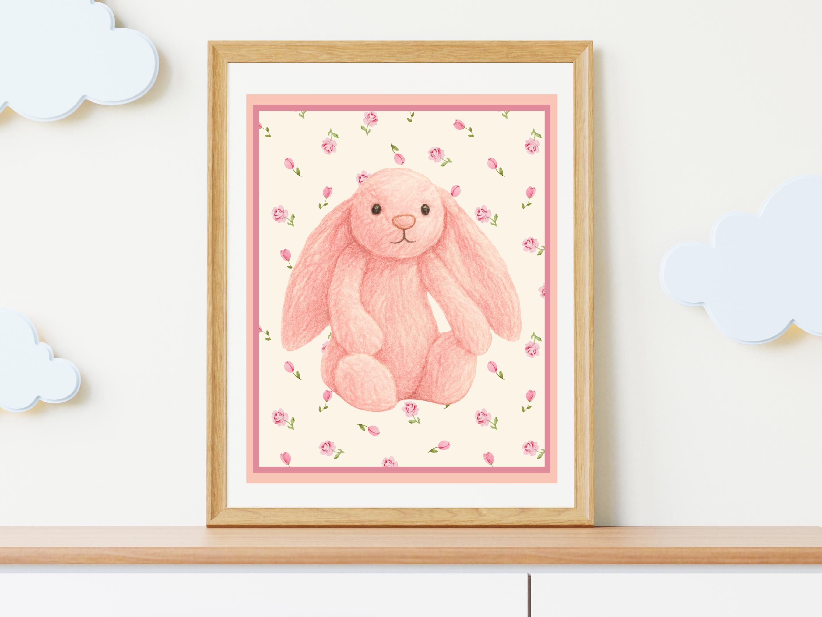 Jellycat Rabbit Decor Instant Download Wall Art | Pastel Cute Bunny Jellycat Inspired Plushie ...