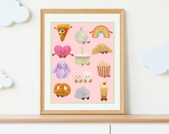 Instant Download Wall Art | Pastel Cute Plushie Wall Art | Playroom Decor | Nursey