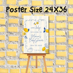 Cartaz de boas-vindas digital feito sob encomenda | Cartaz de boas-vindas para chá de bebê com tema cítrico e limão italiano (ou QUALQUER COISA) imagem 2
