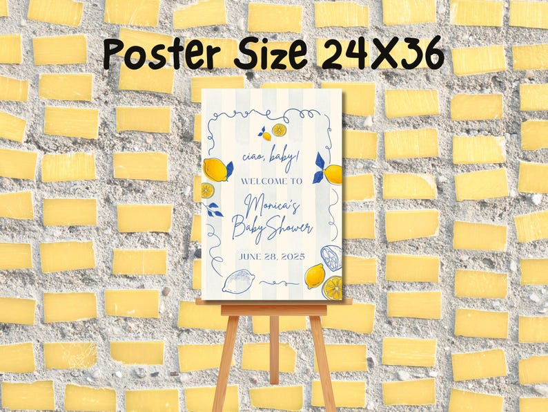 Cartaz de boas-vindas digital feito sob encomenda | Cartaz de boas-vindas para chá de bebê com tema cítrico e limão italiano (ou QUALQUER COISA) imagem 2