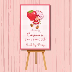 MADE-to-Order Digitales Willkommen Poster | Erdbeere Vintage Shortcake Beere Süßes Willkommen Poster