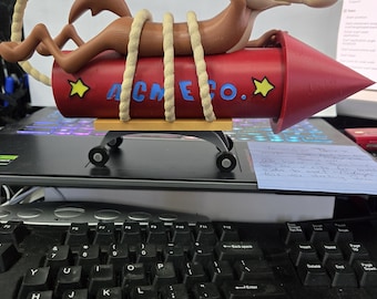 3D Printed art of Wile Coyote on a rocket