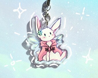 Pixie bunny pink acrylic Phone charm & keychain charm