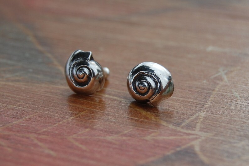 Silver Nautilus Earrings image 1