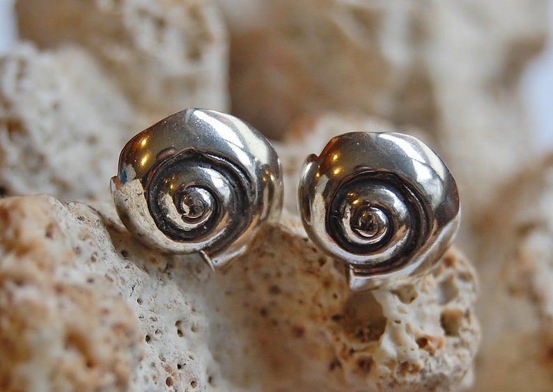 Silver Nautilus Earrings image 2