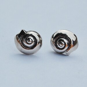 Silver Nautilus Earrings image 5