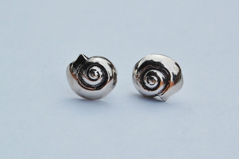 Silver Nautilus Earrings image 5