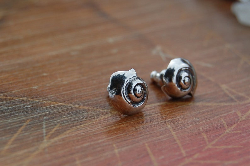 Silver Nautilus Earrings image 3