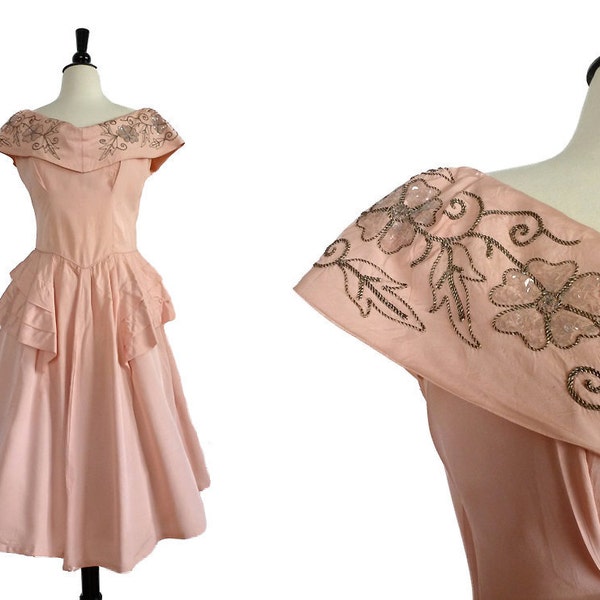 reserved............... Vintage 50s Party Dress // 50s Blush Pink Princess Dress // 1950s Evening Gown