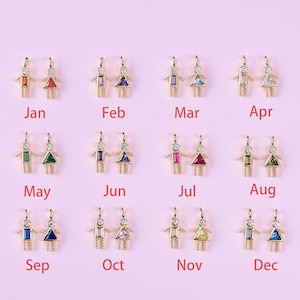 Charms Bulk, 14K Gold Filled Birthstone Boy Girl Charms, Personalized Family Kids Grandkids Pendant, Custom CZ Gift for Mom Grandma Necklace
