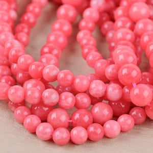 Watermelon Pink Jade Beads Bulk– 6mm 8mm 10mm Round Healing Crystal Strand for Bracelet Making, Good Luck Gemstone, Bulk Beads Supply