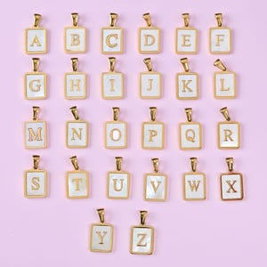 Mother of Pearl Letter Charms Set–14K Gold Filled Alphabet Initial Charm Pendant, Shell Letter Charms for Personalized Jewelry Making & Gift