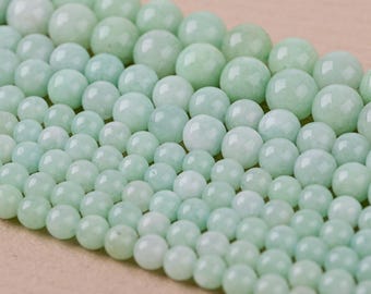 3 Stück natürliche burmesische Jade Perlen - 6 mm 8 mm 10 mm runde grüne Edelstein, glatte weiche grüne Jadeit Perlen, 15 Strang für die Schmuckherstellung Schüttgut