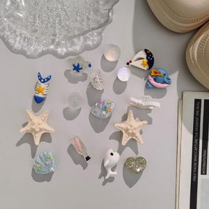 Set of 15 Seashell Starry Sky Shoe Charms Coastal Themed Decor for Nautical Lovers Summer Winter Kawaii Korea Christmas Gift For Her