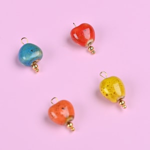 Colorful Ceramic Heart Charms – Handmade Love Beads for DIY Jewelry Making