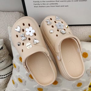 Set of 12 Luxury Shiny Alloy Love Heart Bear Shoe Charms Sparkling Customizable Accessories for Slippers Christmas Gift For Her