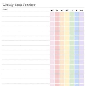 Weekly Task Tracker Pastel Rainbow Chores List Checkbox Letter Size - Etsy