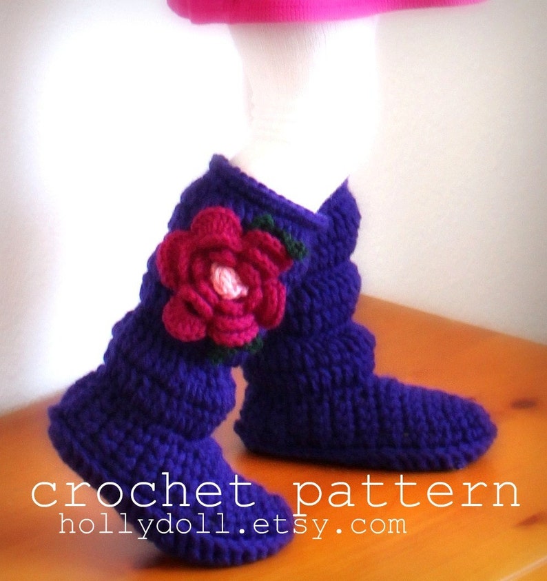 Crochet Pattern, Toddler Slipper Boots, Boys and Girls, US Toddler Sizes 4-9, Digital Download image 1